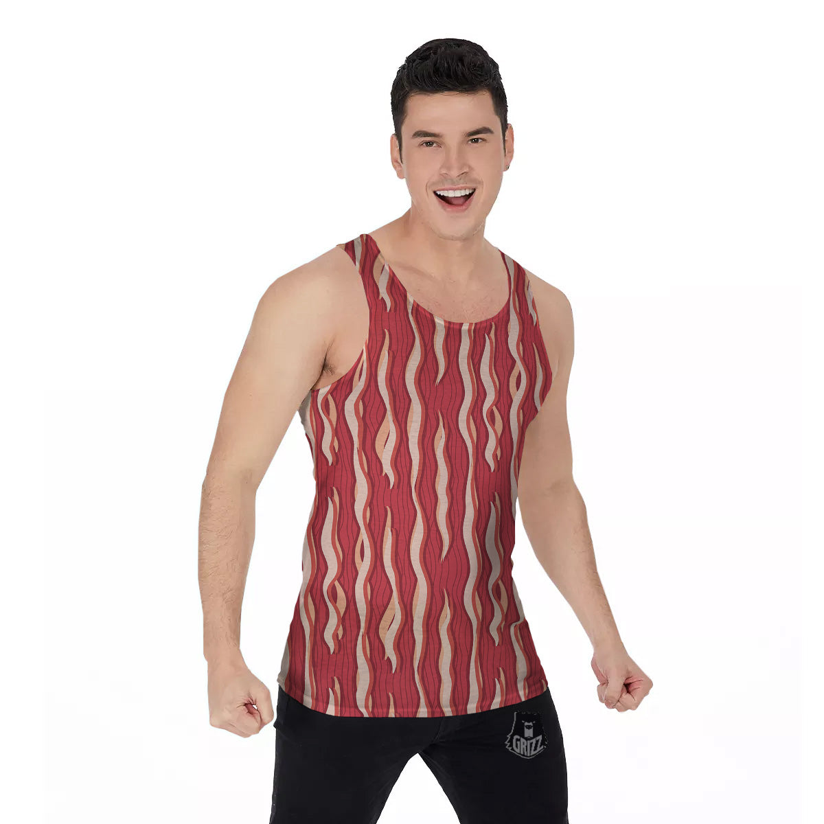 Bacon Texture Print Pattern Men's Tank Top-grizzshop