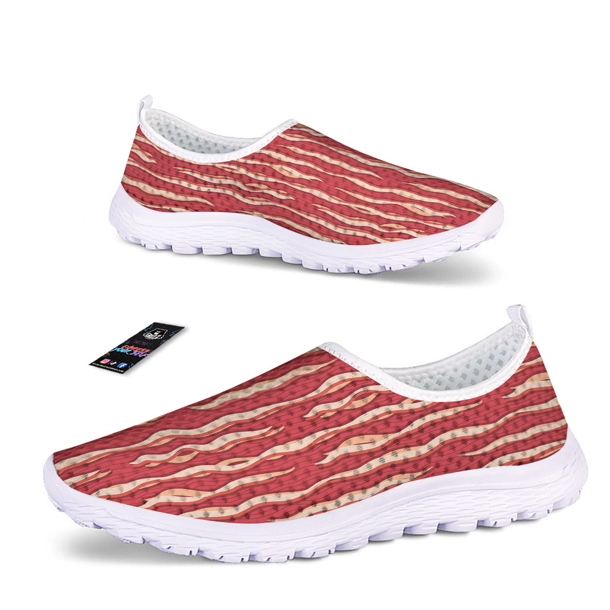 Bacon Texture Print Pattern Nurse Shoes-grizzshop
