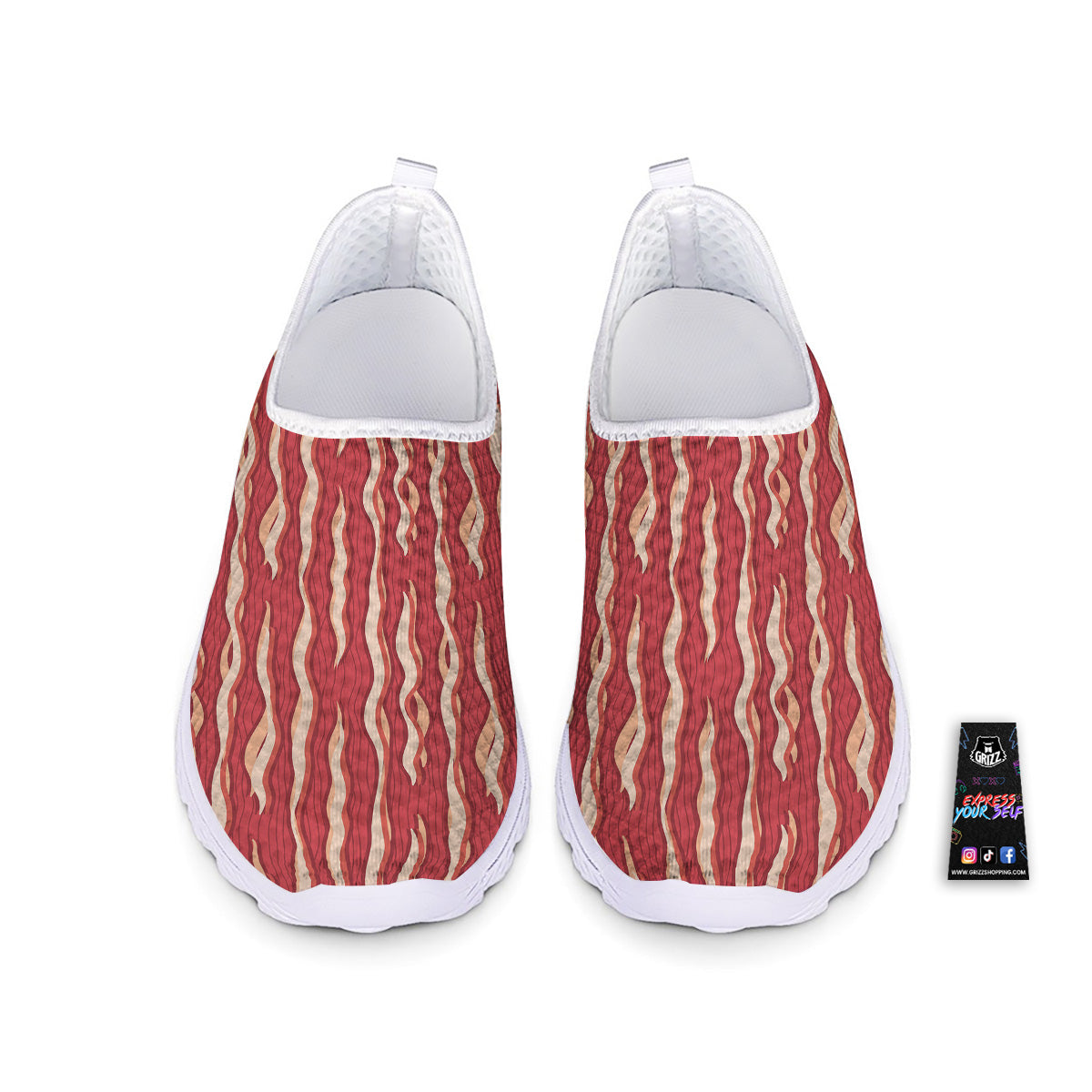 Bacon Texture Print Pattern Nurse Shoes-grizzshop