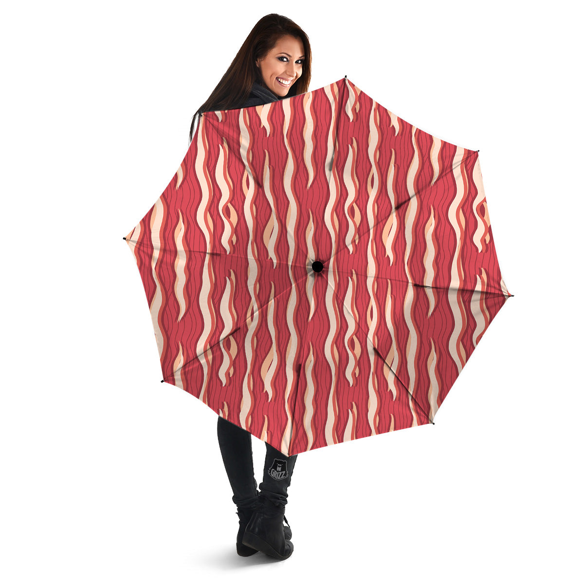 Bacon Texture Print Pattern Umbrella-grizzshop