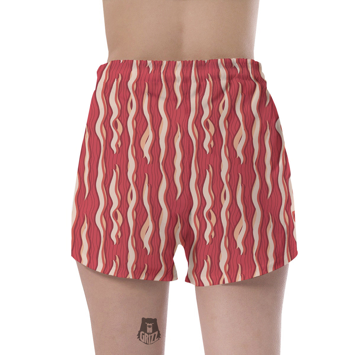 Bacon Texture Print Pattern Women's Shorts-grizzshop