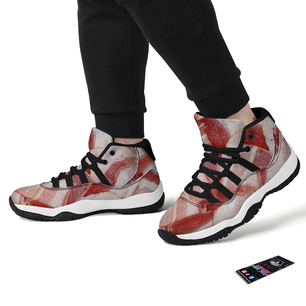 Bacon Weaving Print Black Bball Shoes-grizzshop