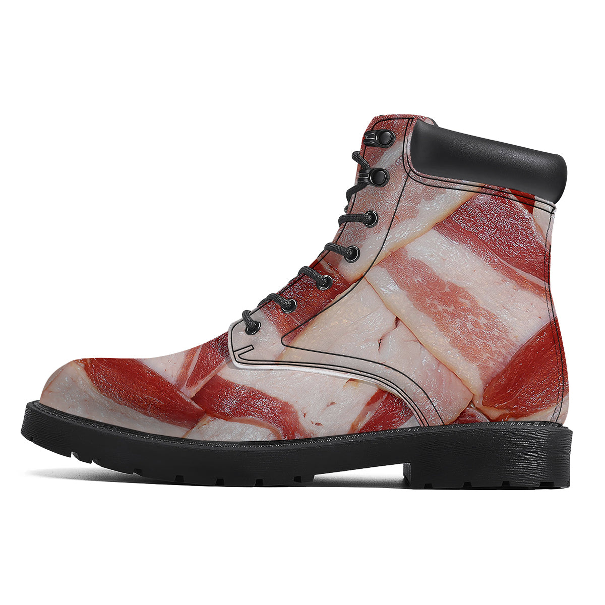 Bacon Weaving Print Boots-grizzshop