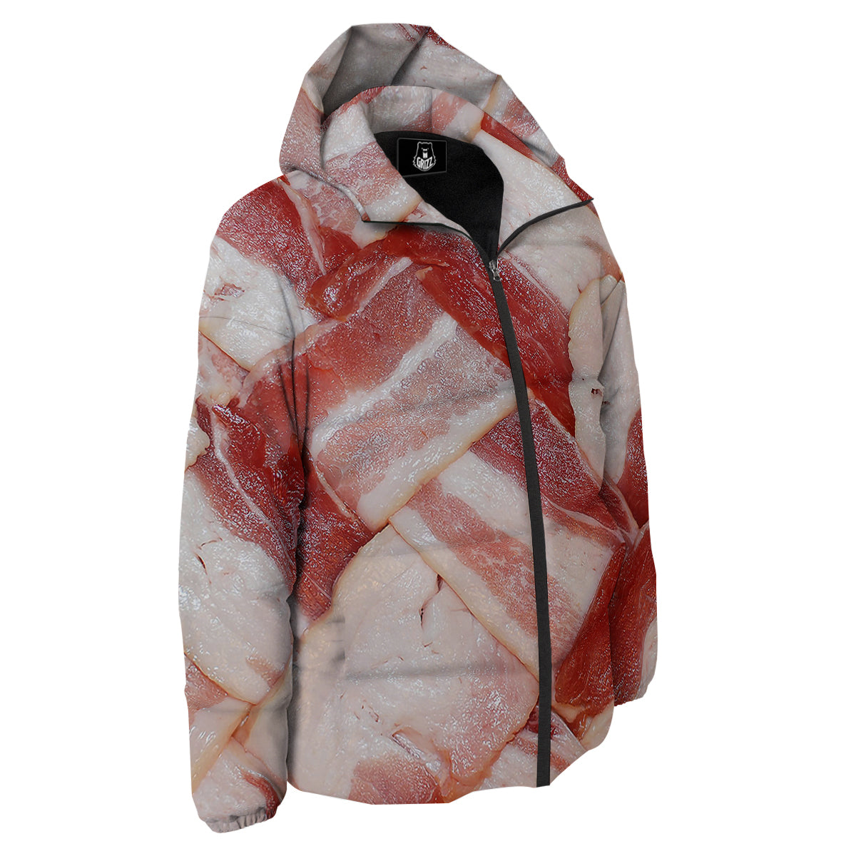 Bacon Weaving Print Down Jacket-grizzshop