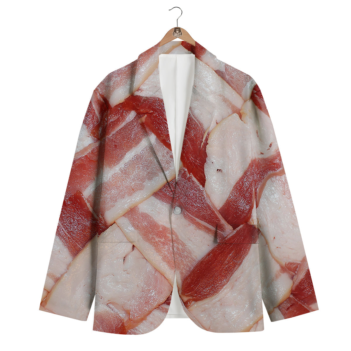 Bacon Weaving Print Men's Blazer-grizzshop
