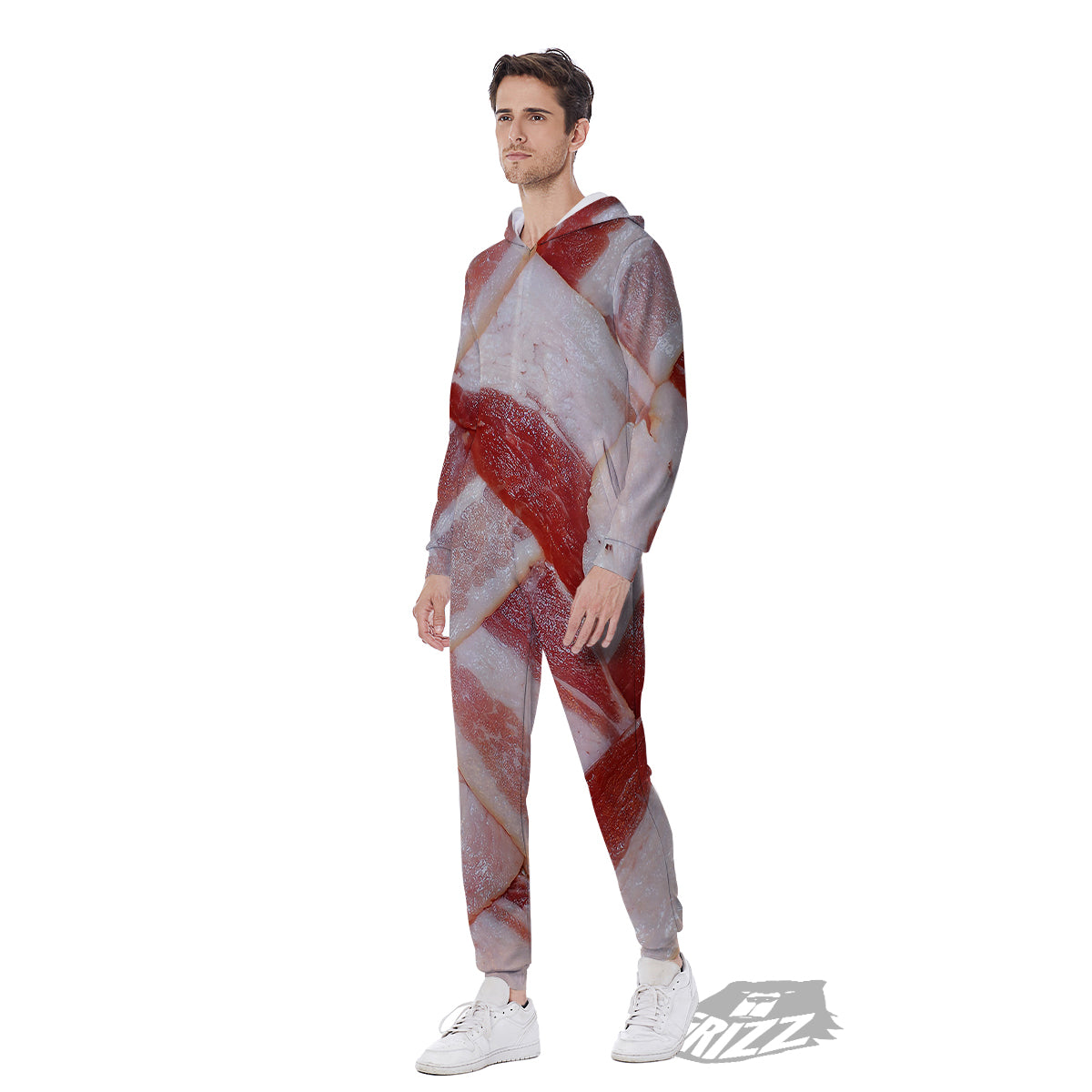 Bacon Weaving Print Men's Jumpsuit-grizzshop