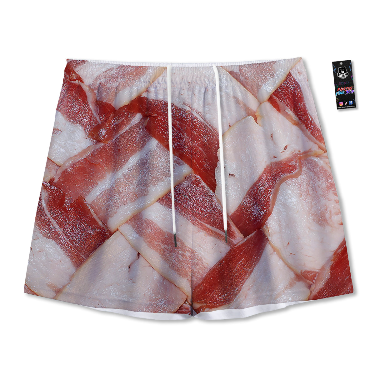 Bacon Weaving Print Mesh Shorts-grizzshop