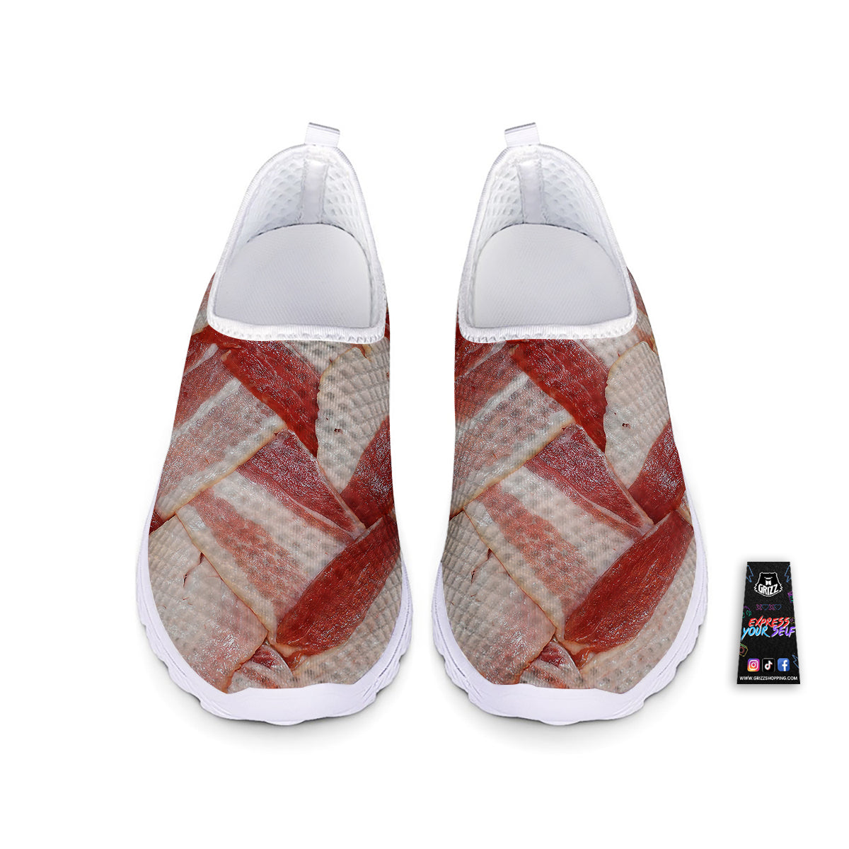 Bacon Weaving Print Nurse Shoes-grizzshop