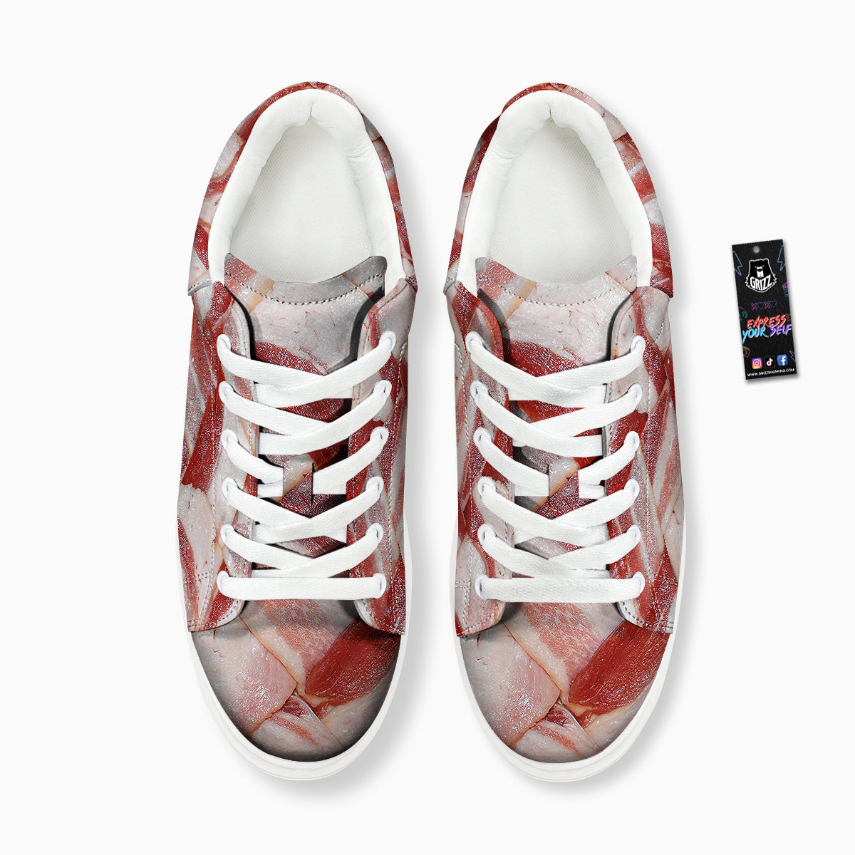 Bacon Weaving Print Platform Shoes-grizzshop