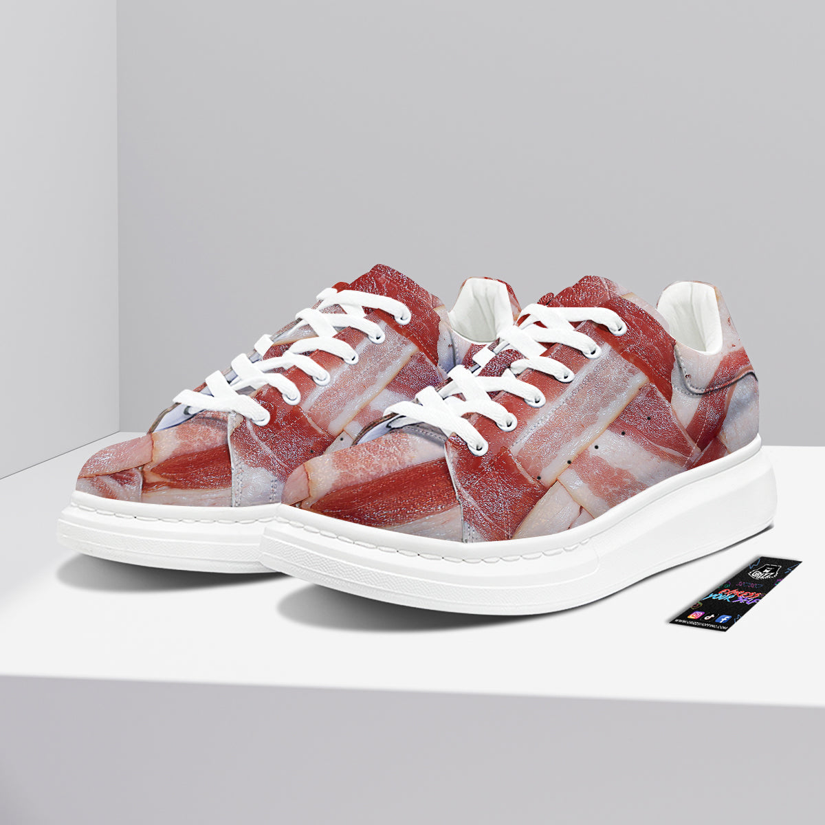 Bacon Weaving Print Platform Shoes-grizzshop