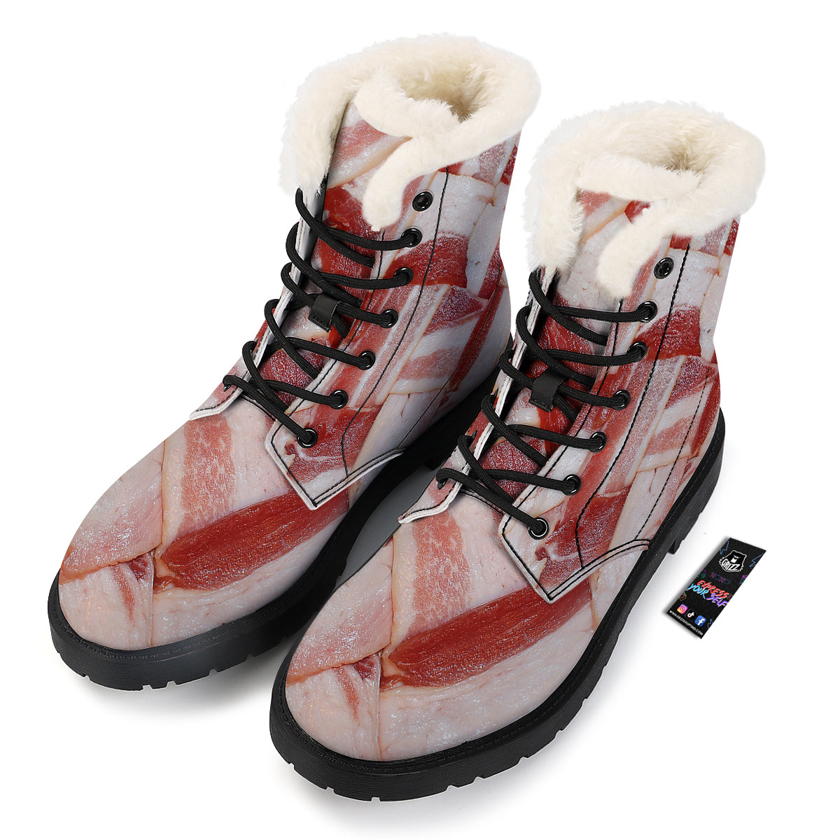 Bacon Weaving Print Winter Boots-grizzshop