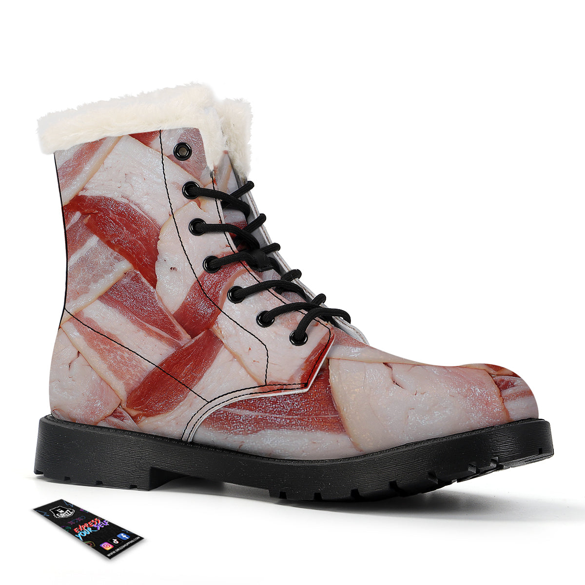 Bacon Weaving Print Winter Boots-grizzshop
