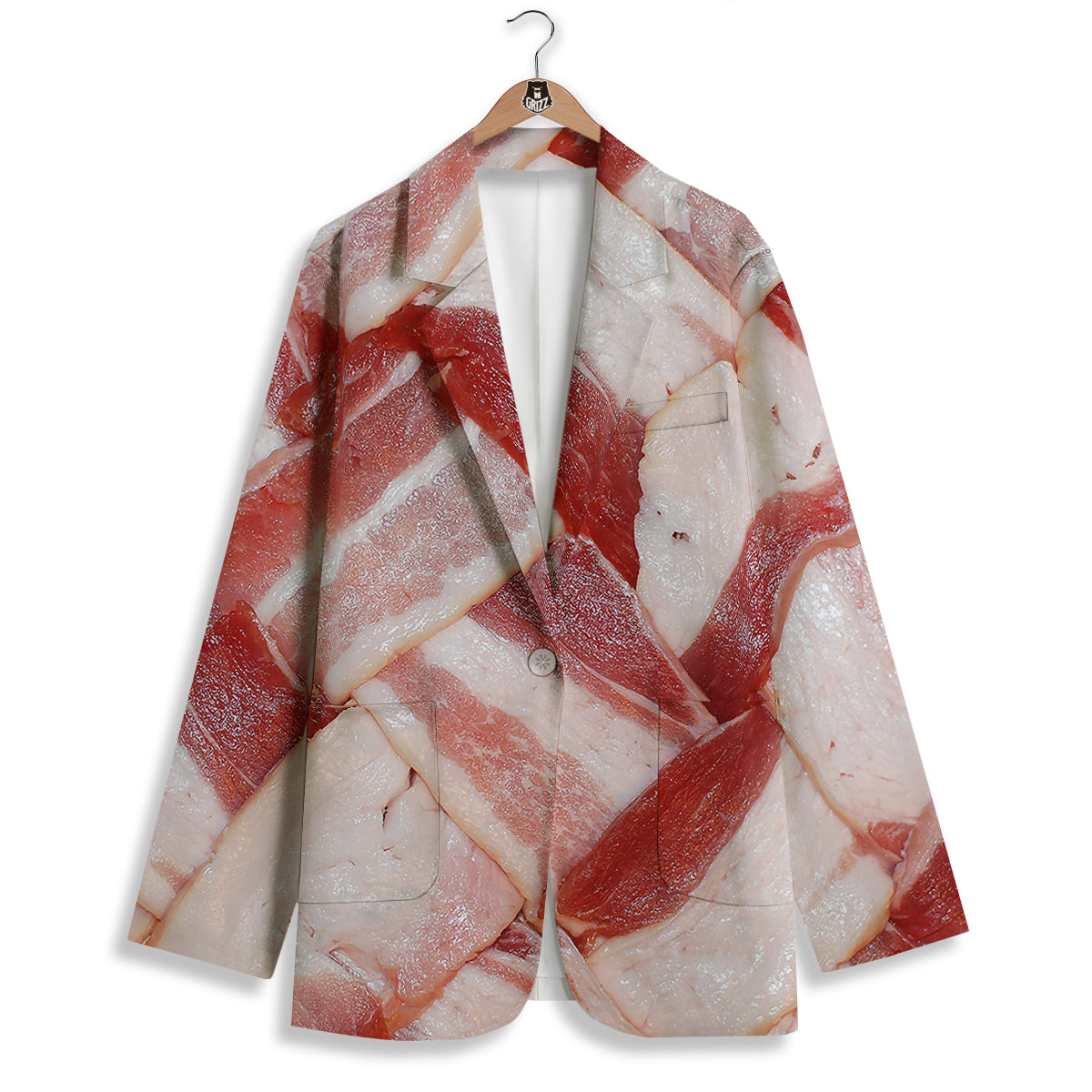 Bacon Weaving Print Women's Blazer-grizzshop