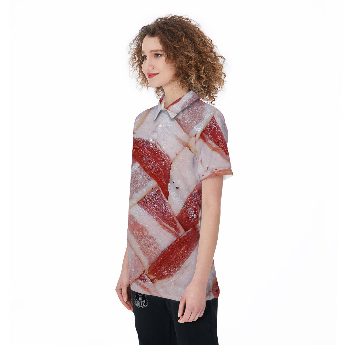 Bacon Weaving Print Women's Golf Shirts-grizzshop