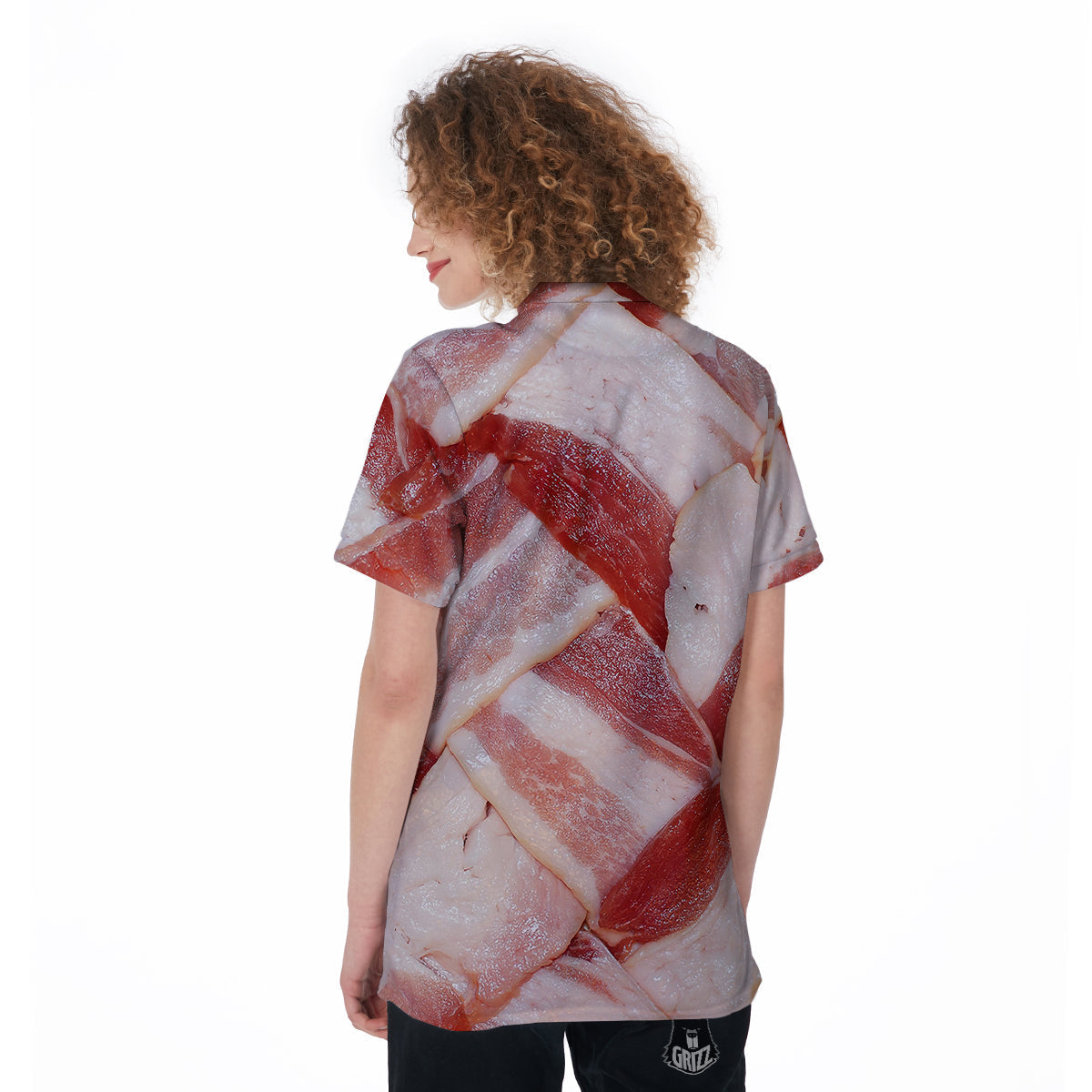 Bacon Weaving Print Women's Golf Shirts-grizzshop