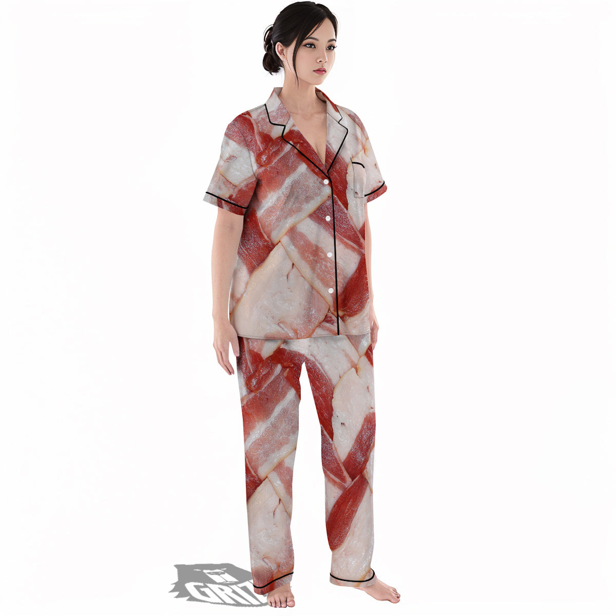 Bacon Weaving Print Women's Pajamas Set-grizzshop