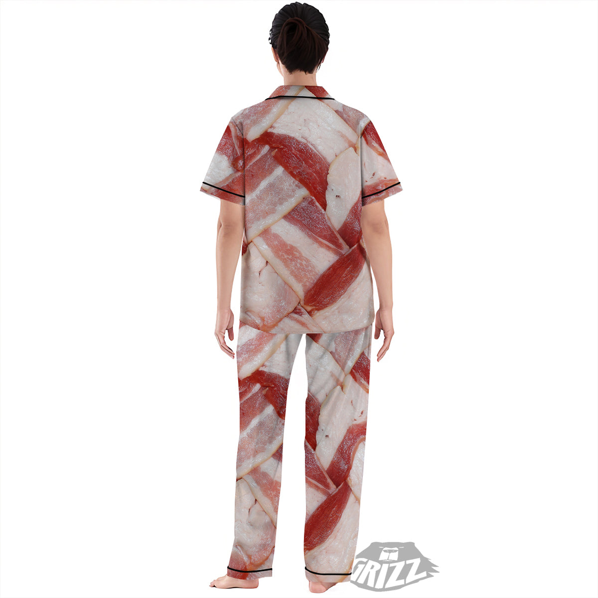 Bacon Weaving Print Women's Pajamas Set-grizzshop