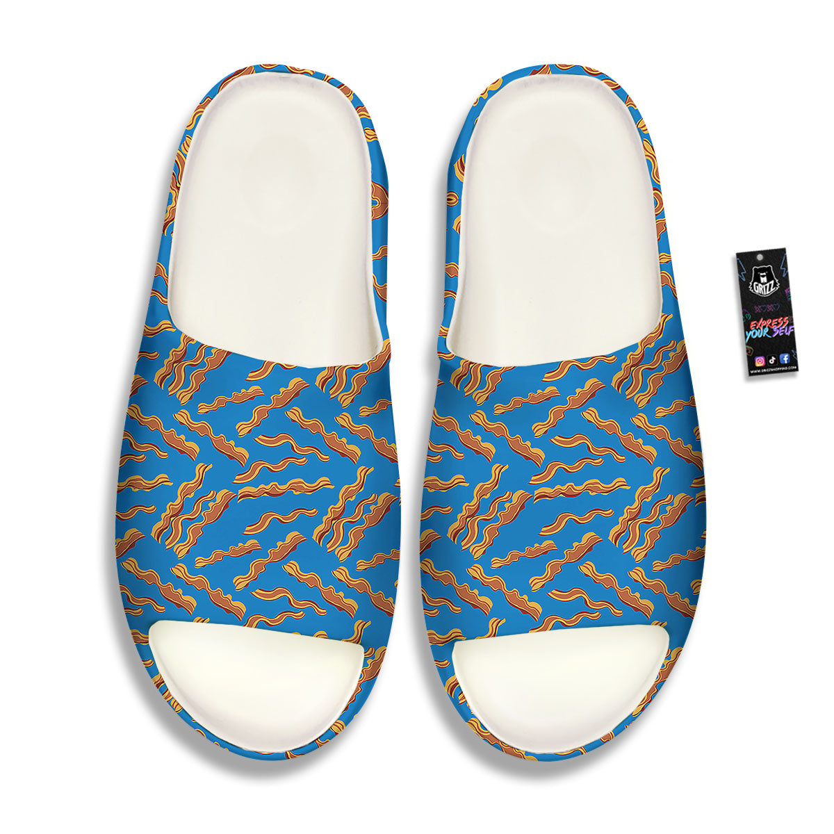 Bacon Blue Crispy Print Pattern Sandals-grizzshop