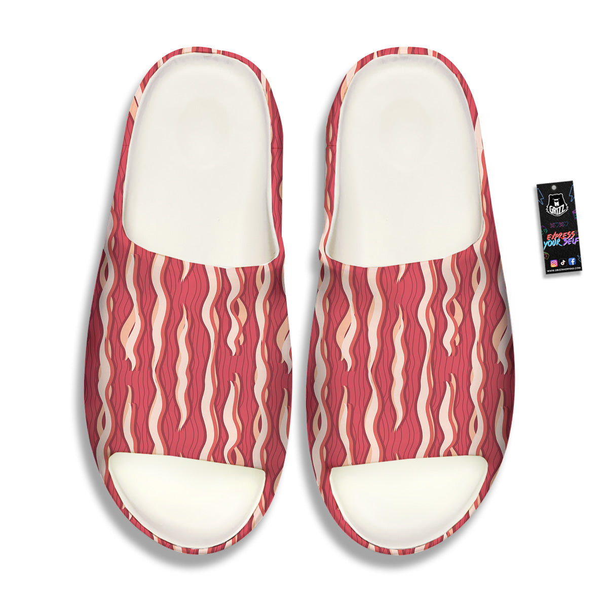 Bacon Texture Print Pattern Sandals-grizzshop