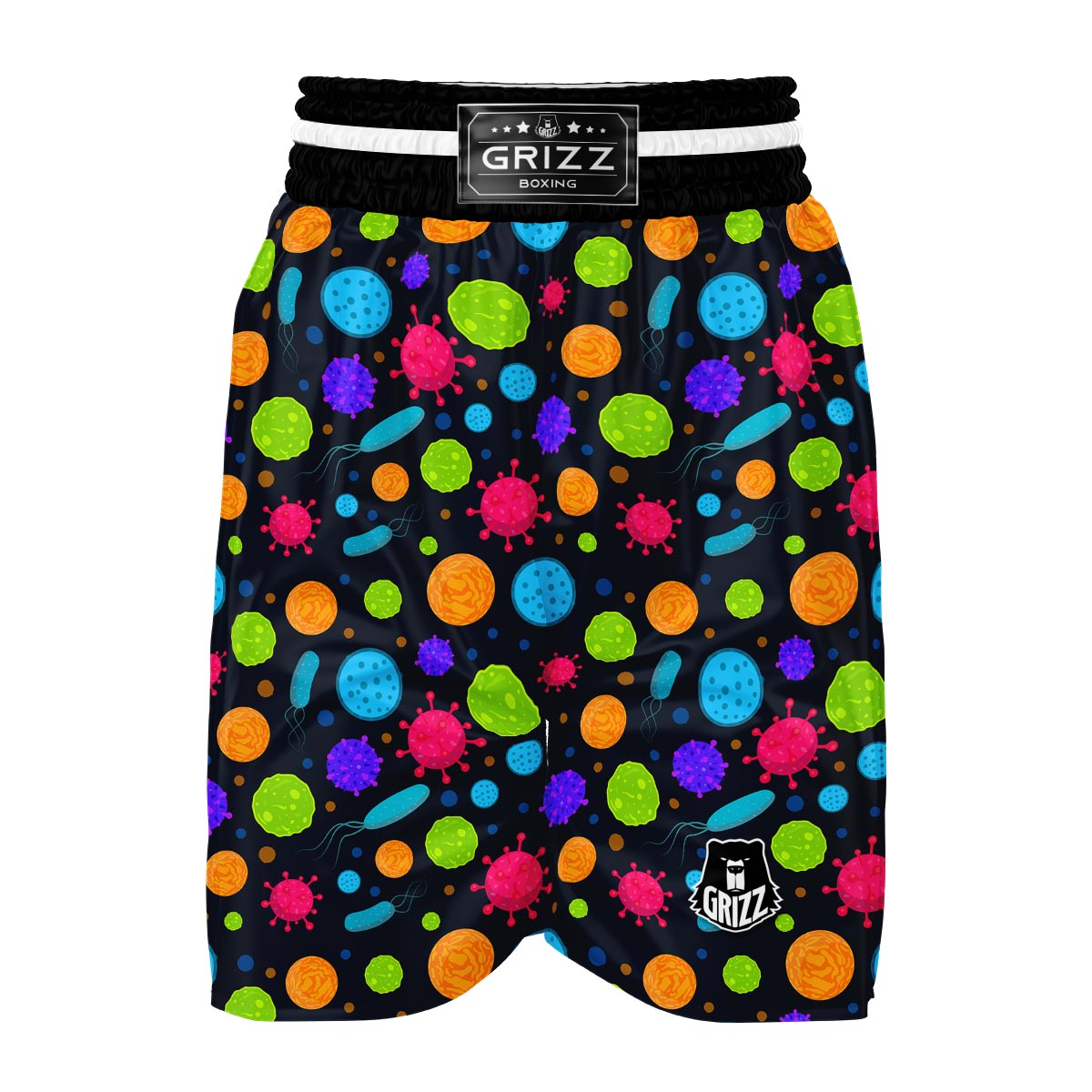 Bacteria Virus Pattern Print Boxing Shorts-grizzshop