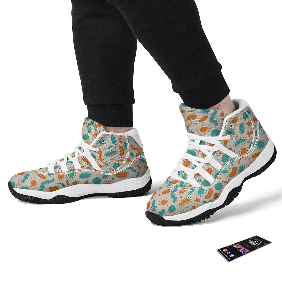 Bacteria Virus Print Pattern White Bball Shoes-grizzshop