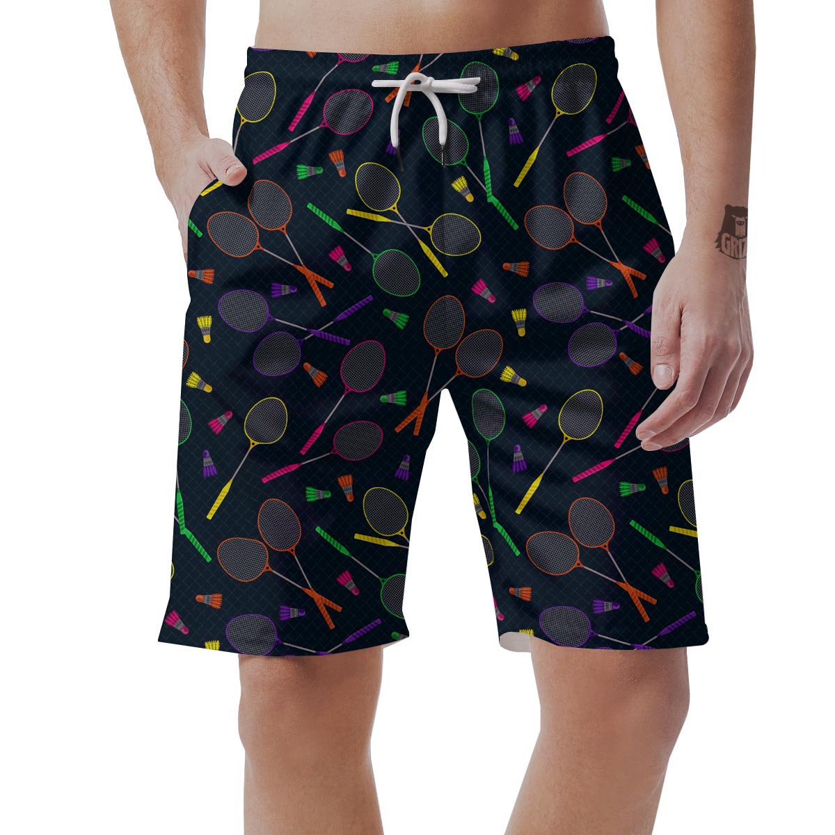 Badminton Colorful Pattern Print Men's Shorts-grizzshop