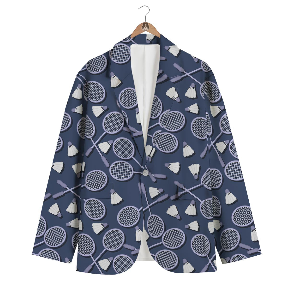 Badminton Pattern Print Men's Blazer-grizzshop