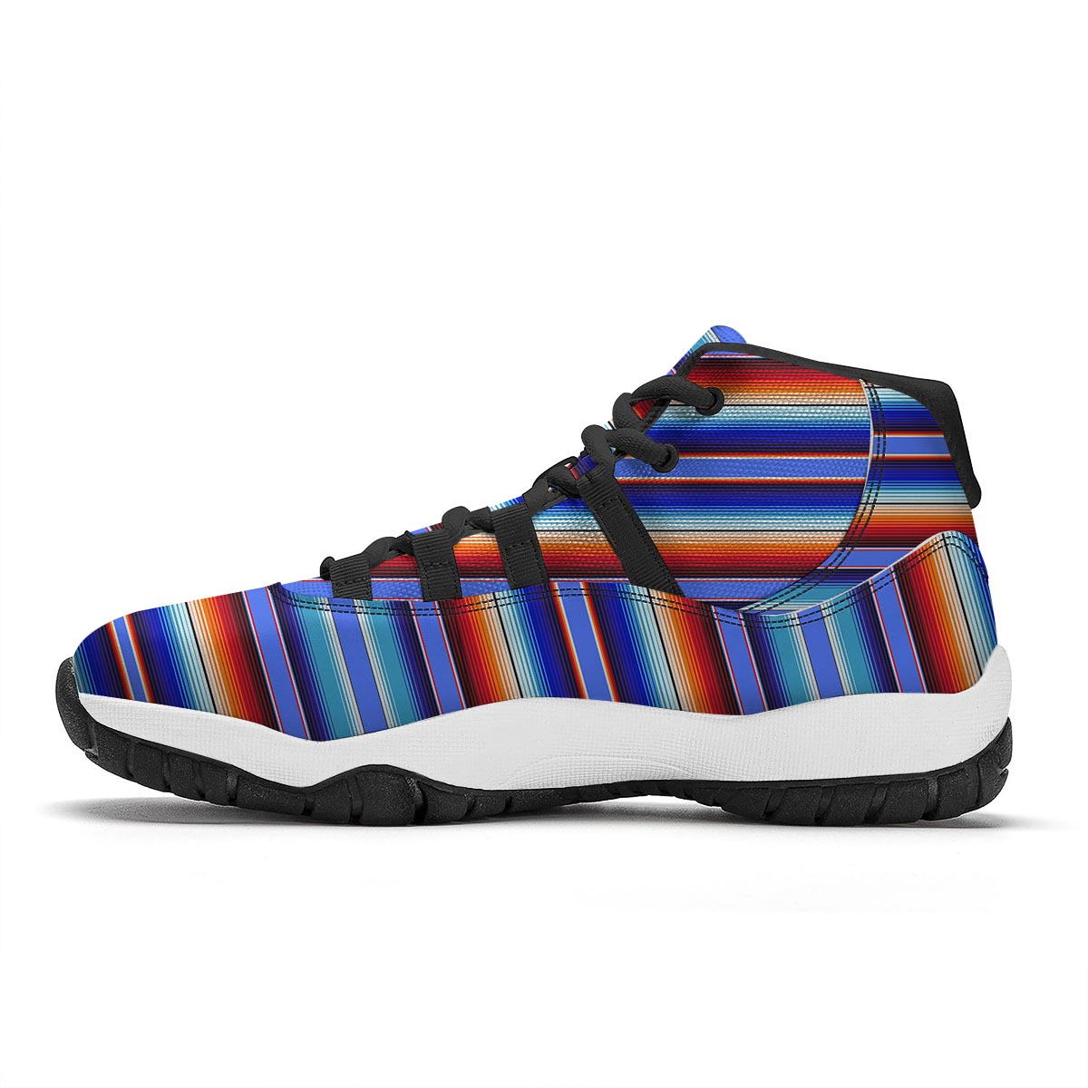 Baja Mexican Blanket Serape Pattern Print Black Bball Shoes-grizzshop