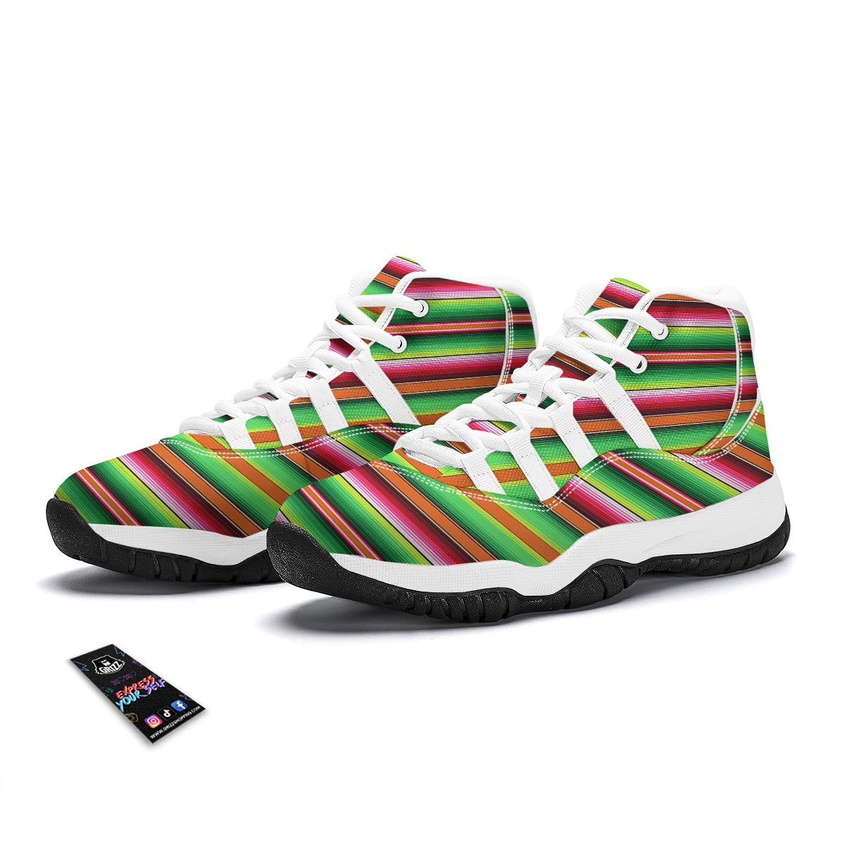 Baja Serape Mexican Blanket Pattern Print White Bball Shoes-grizzshop