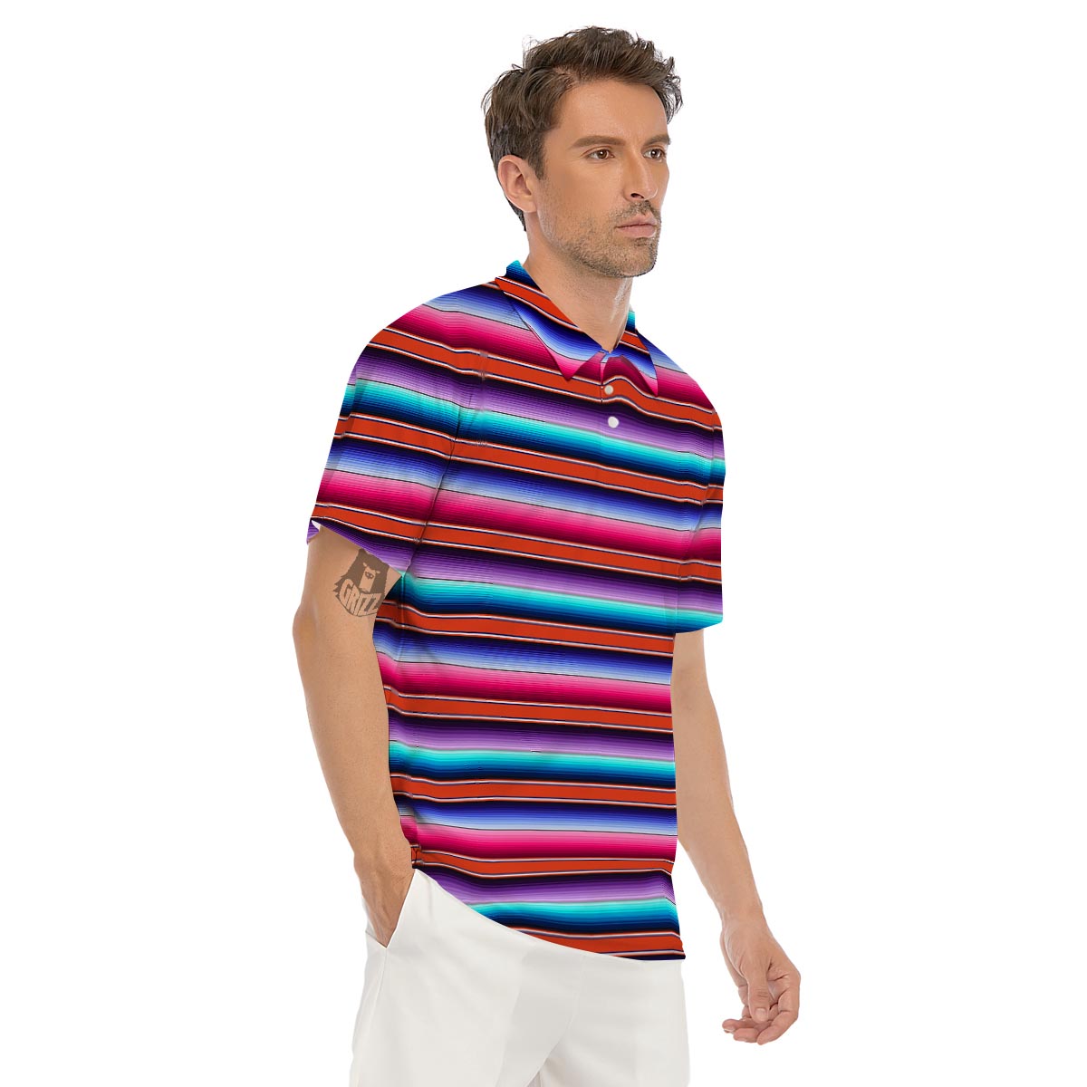 Baja Serape Men's Golf Shirts-grizzshop