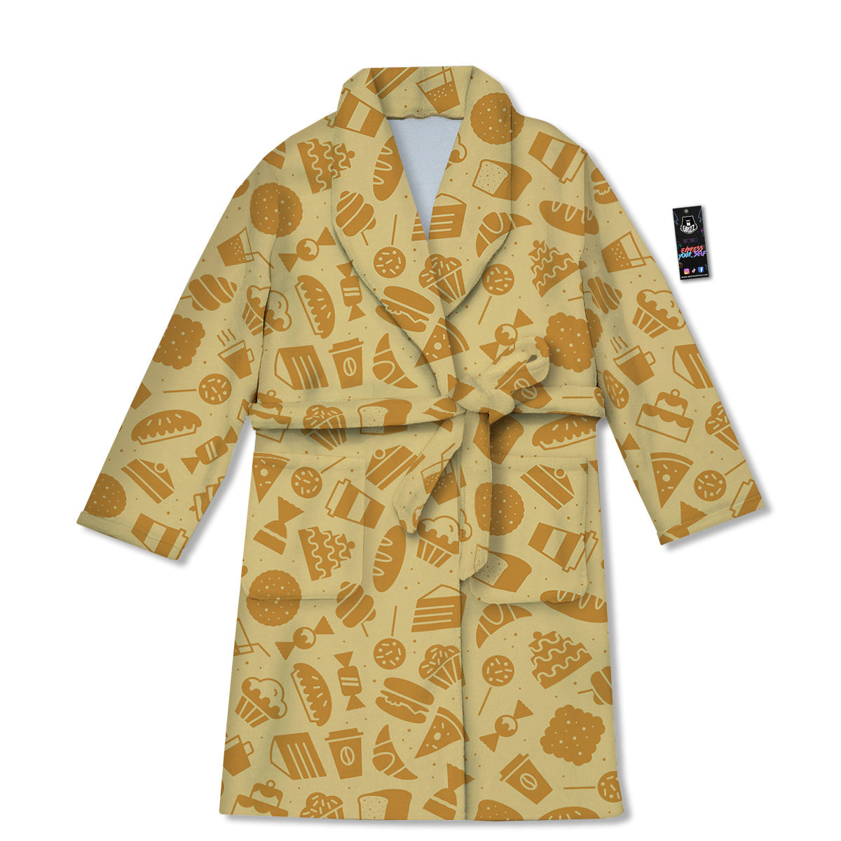 Bakery And Dessert Print Pattern Bathrobe-grizzshop