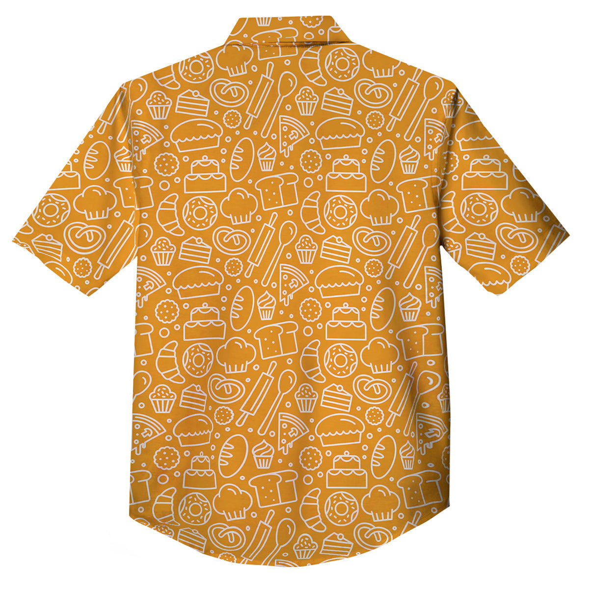 Bakery Yellow Print Pattern Button Up Shirt-grizzshop