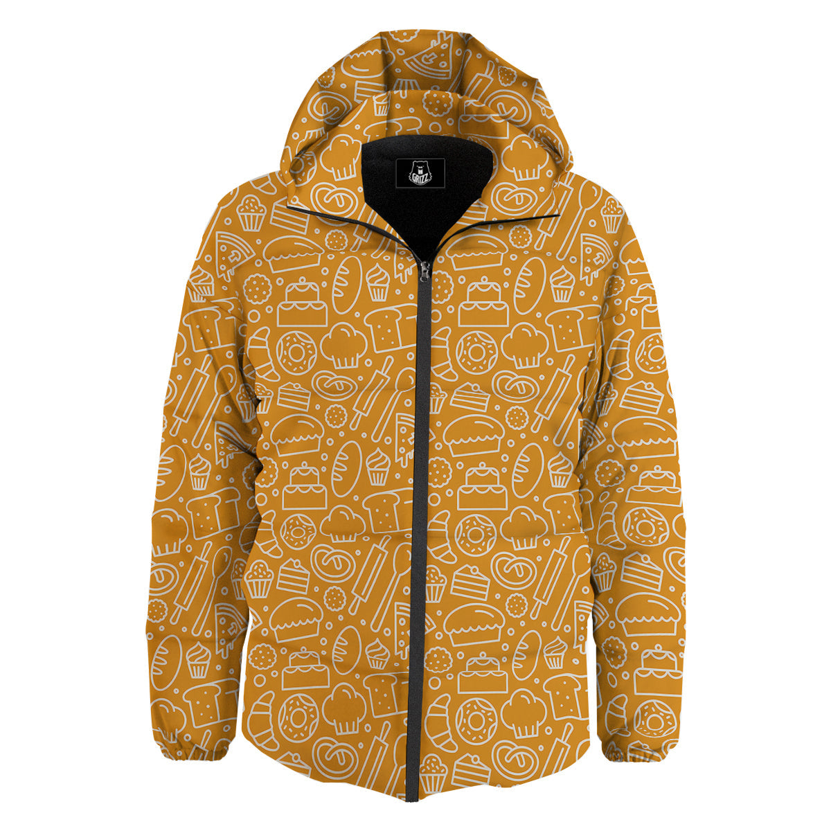 Bakery Yellow Print Pattern Down Jacket-grizzshop