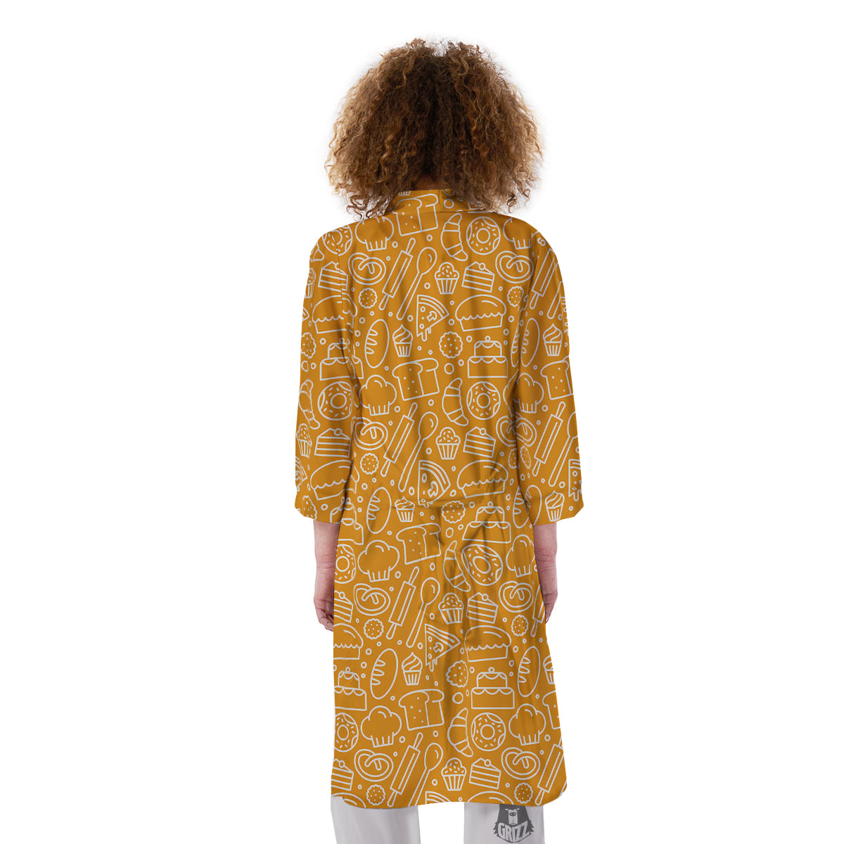 Bakery Yellow Print Pattern Kimono-grizzshop