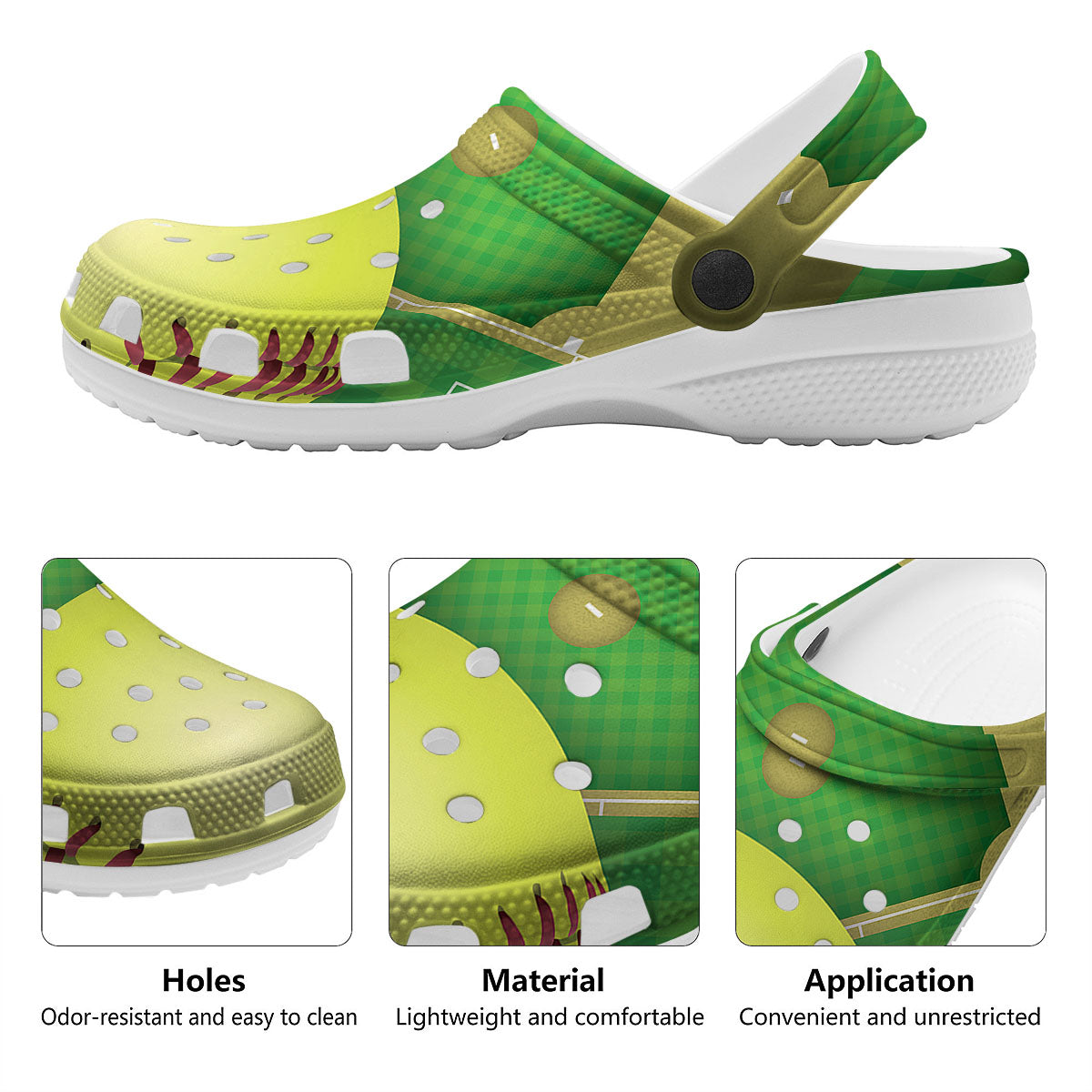 Ball And Softball Field Print Clog-grizzshop