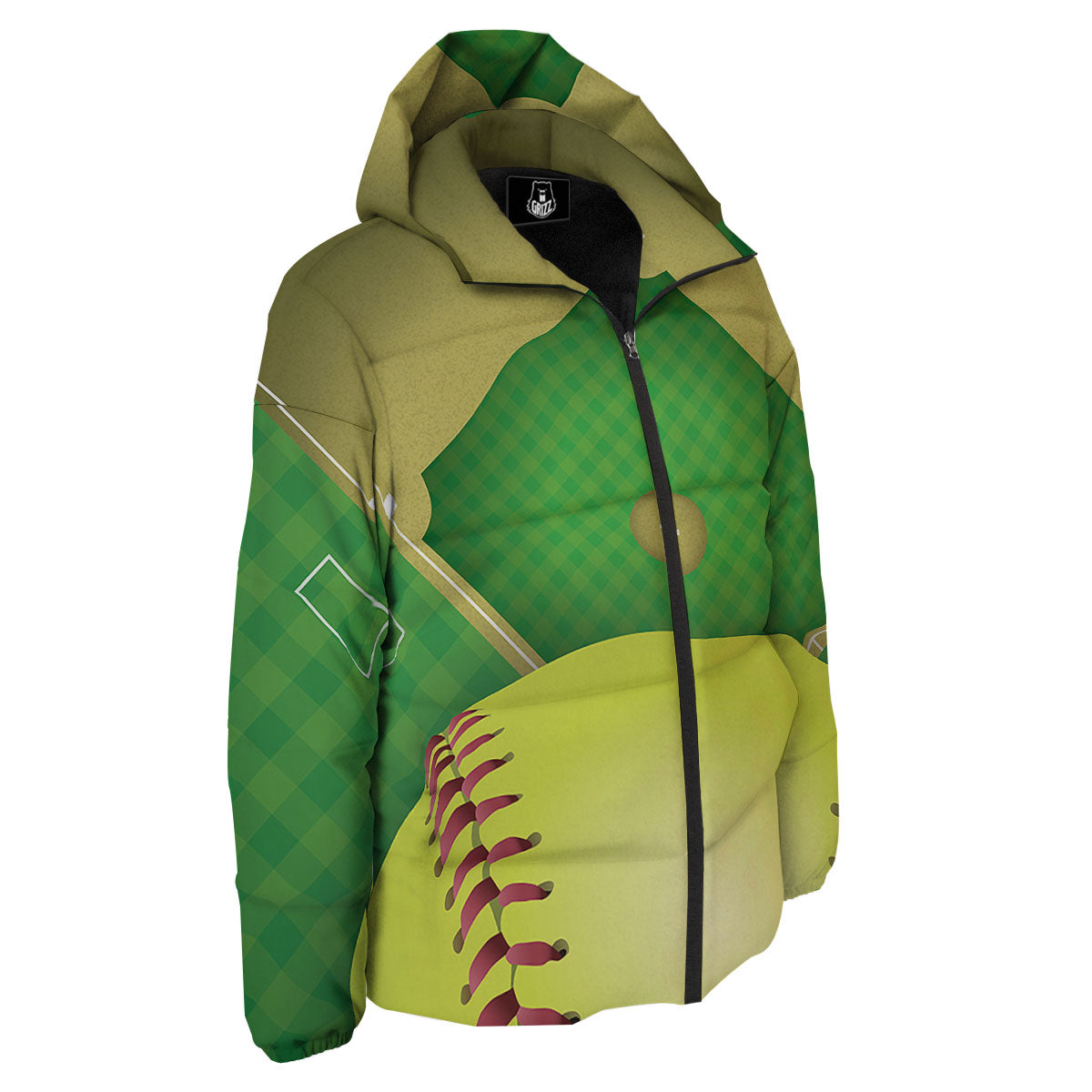 Ball And Softball Field Print Down Jacket-grizzshop