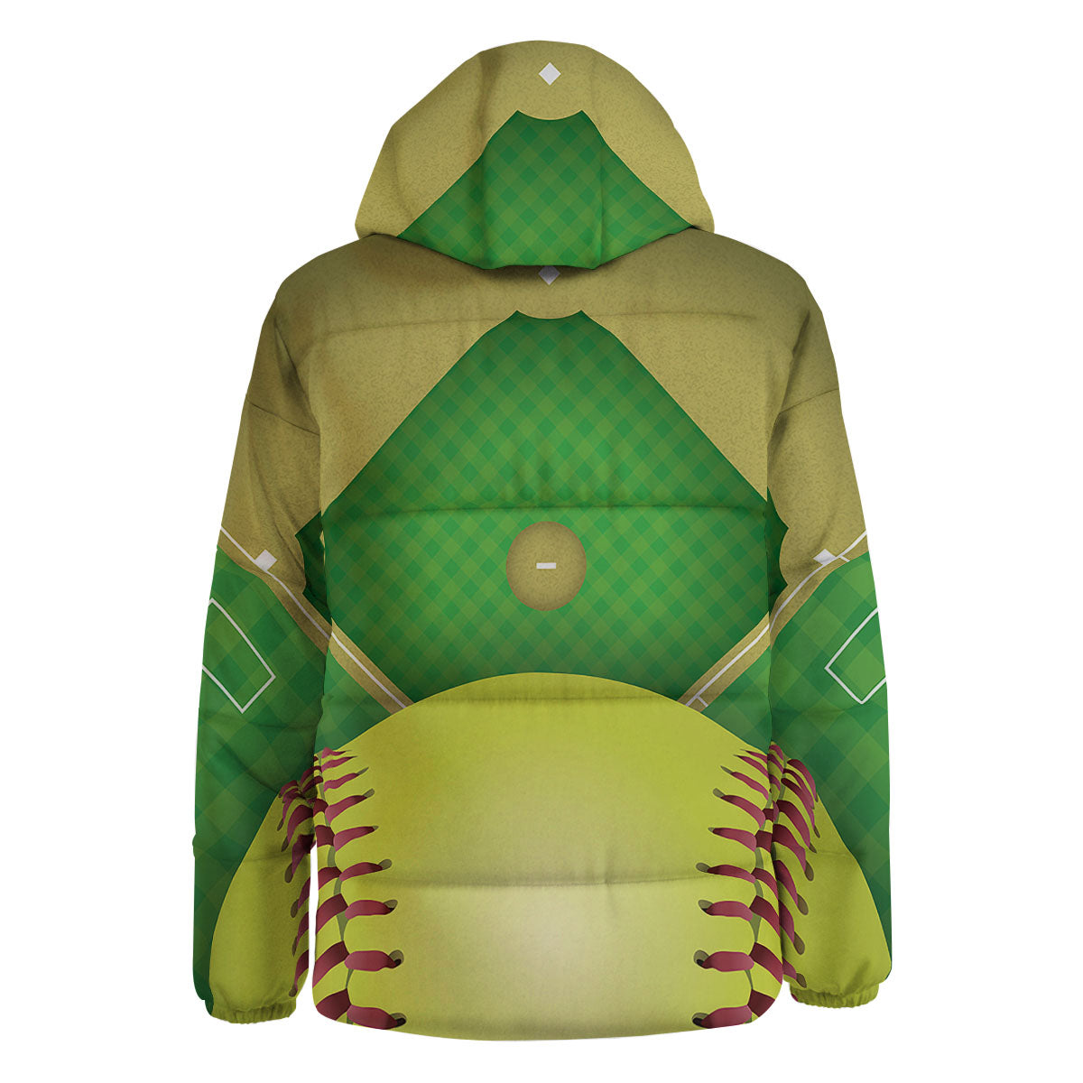 Ball And Softball Field Print Down Jacket-grizzshop