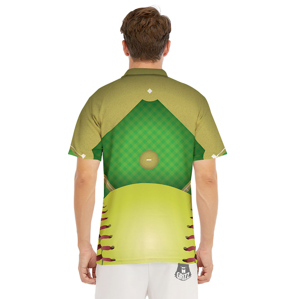 Ball And Softball Field Print Men's Golf Shirts-grizzshop