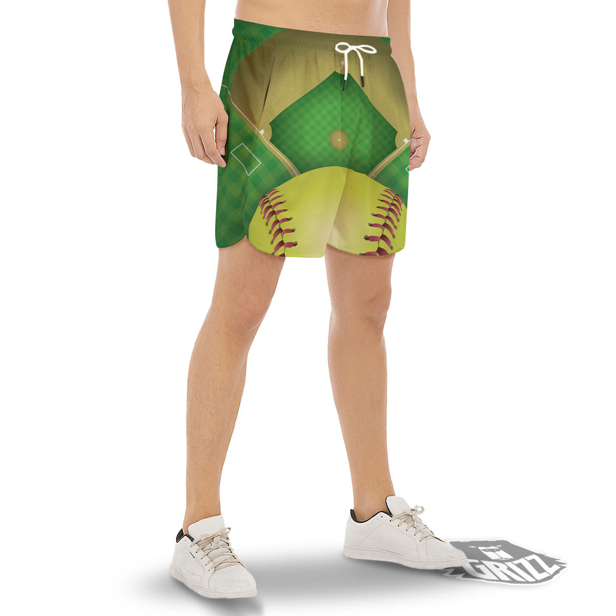 Ball And Softball Field Print Men's Gym Shorts-grizzshop