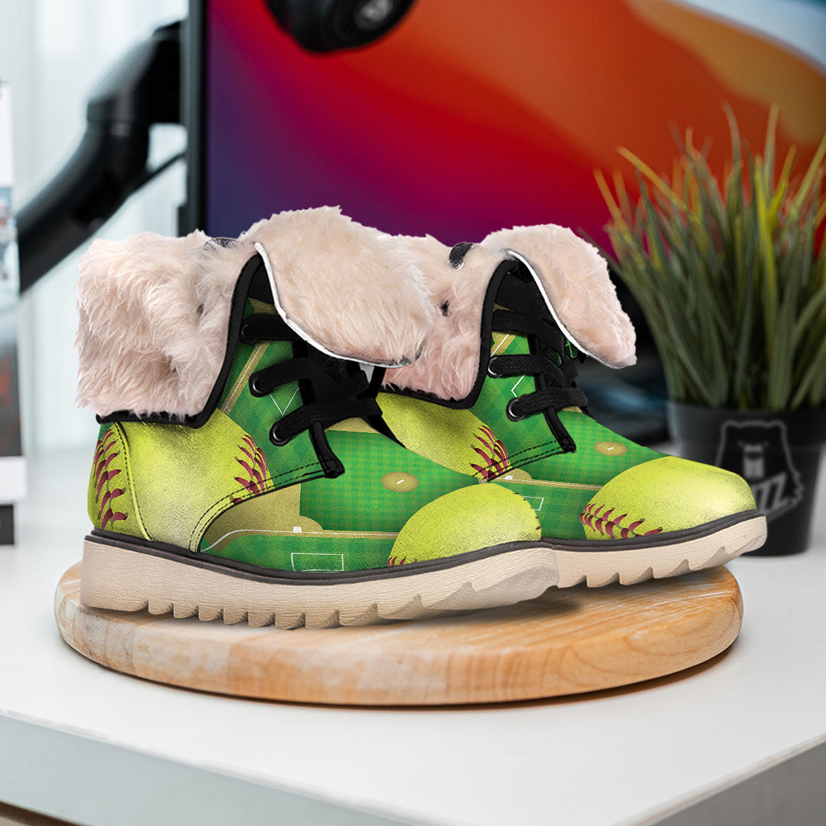 Ball And Softball Field Print Snow Boots-grizzshop