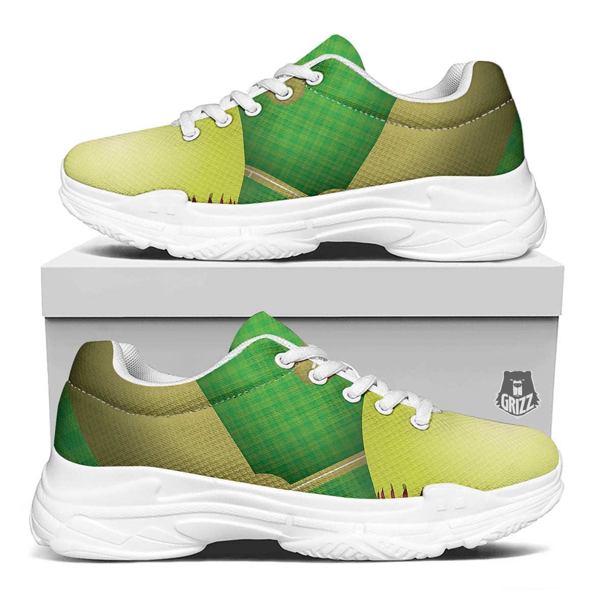 Ball And Softball Field Print White Chunky Shoes-grizzshop