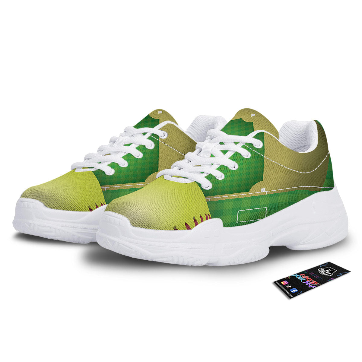 Ball And Softball Field Print White Chunky Shoes-grizzshop