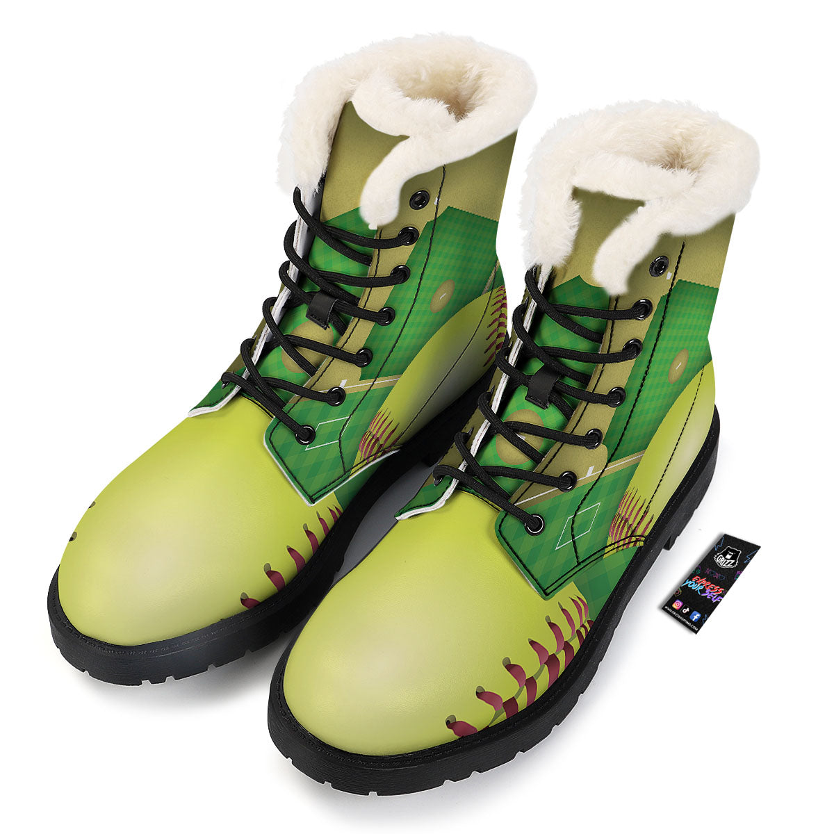 Ball And Softball Field Print Winter Boots-grizzshop