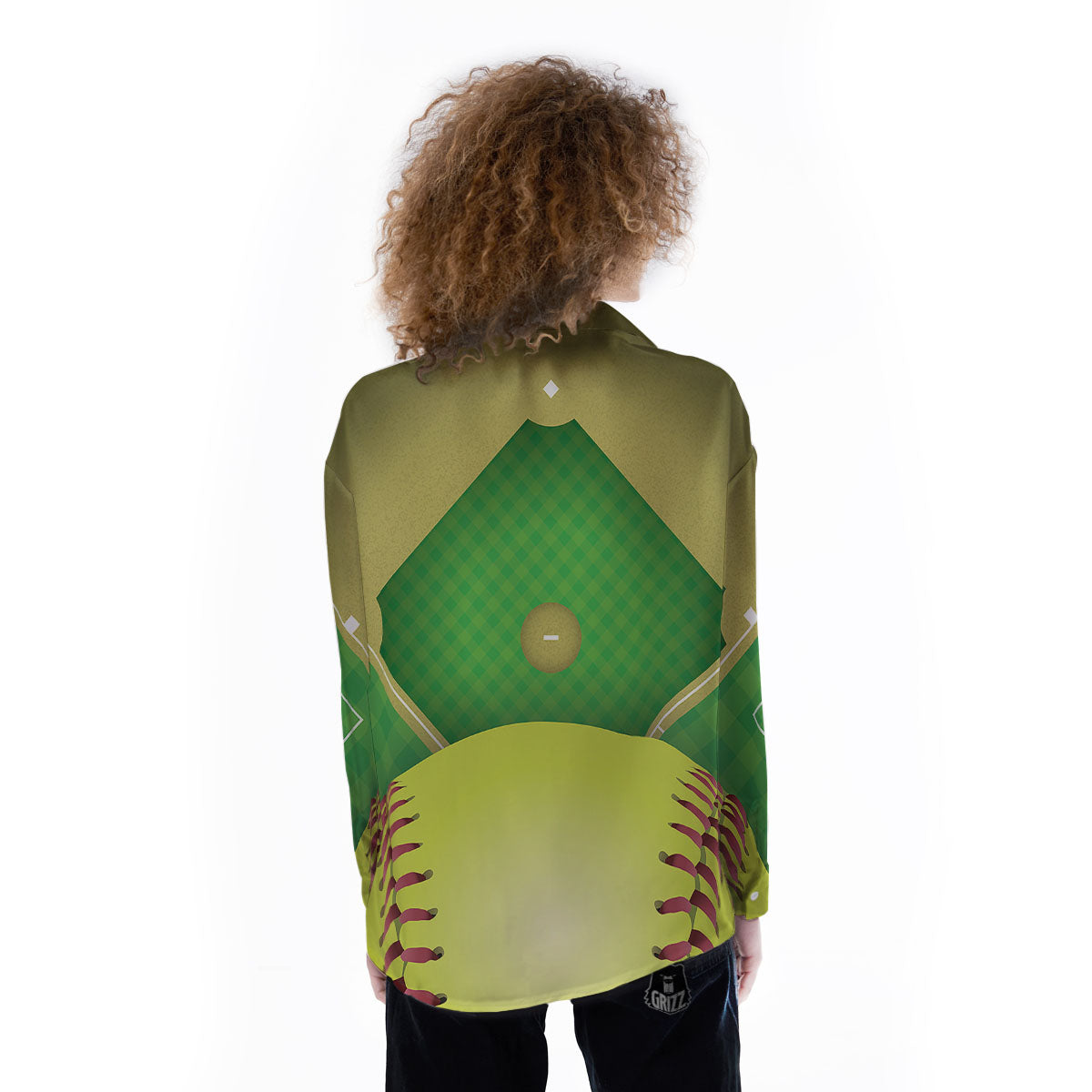 Ball And Softball Field Print Women's Long Sleeve Shirts-grizzshop