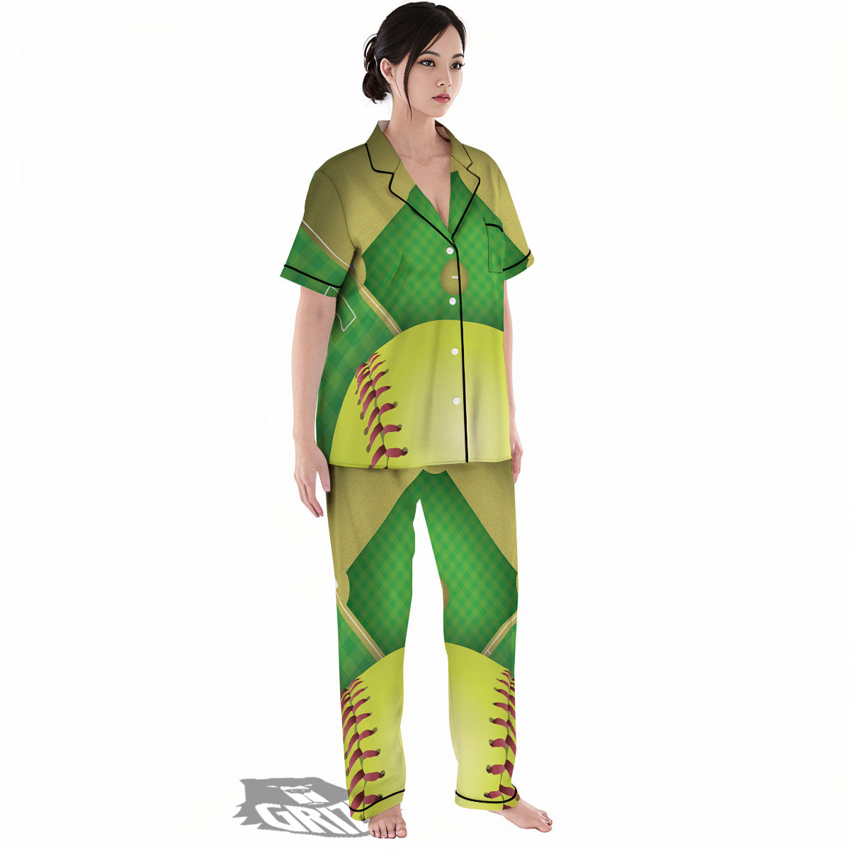 Ball And Softball Field Print Women's Pajamas Set-grizzshop
