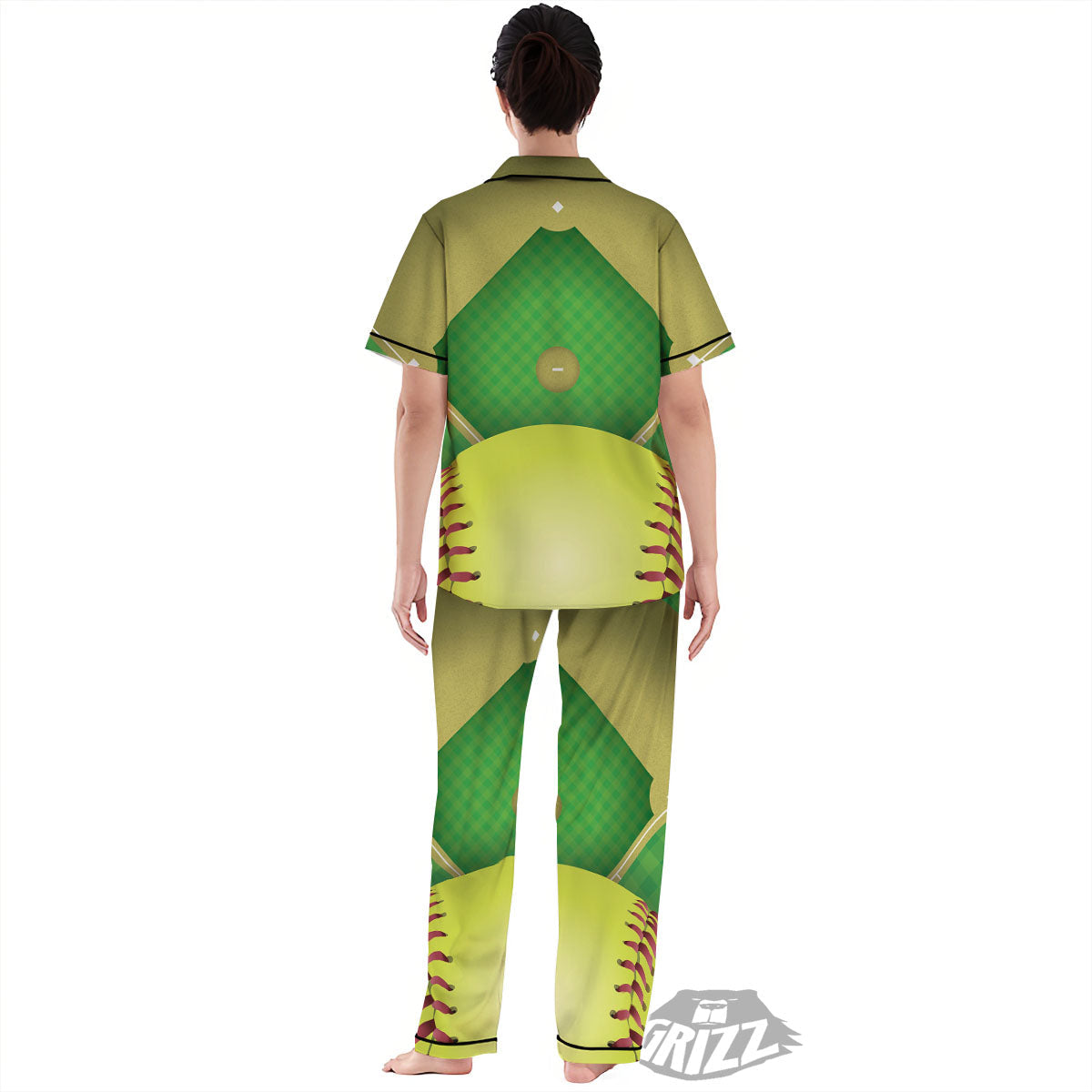 Ball And Softball Field Print Women's Pajamas Set-grizzshop