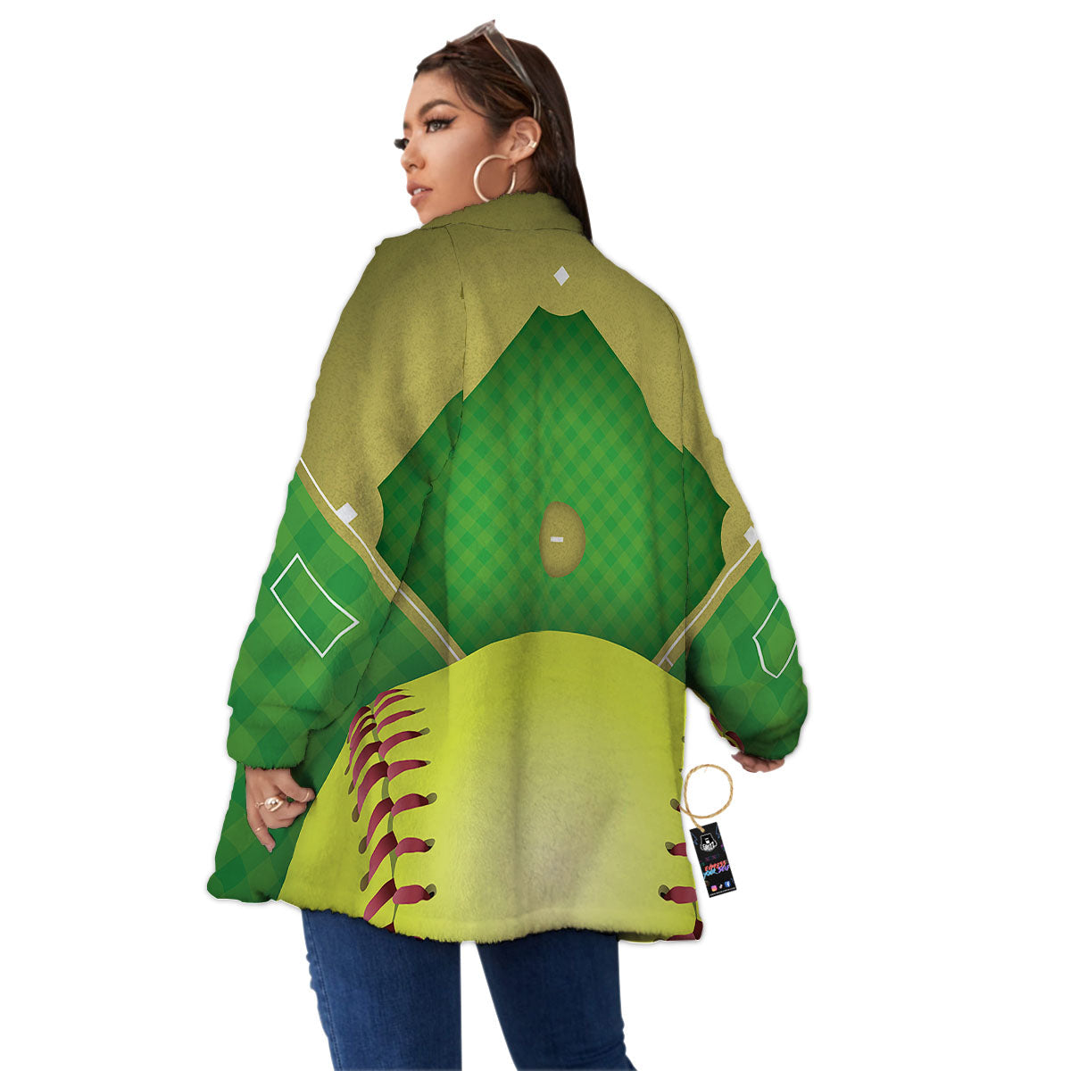 Ball And Softball Field Print Women's Sherpa Jacket-grizzshop