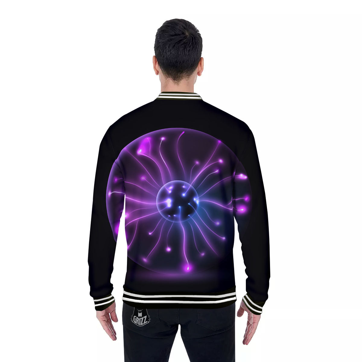 Ball Plasma Print Baseball Jacket-grizzshop