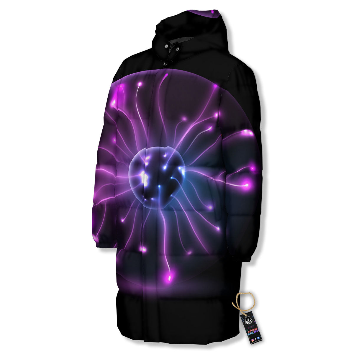 Ball Plasma Print Long Down Jacket-grizzshop