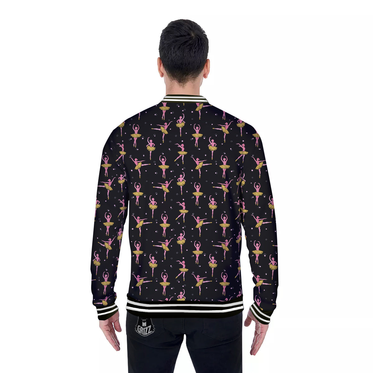 Ballet Dancing Print Pattern Baseball Jacket-grizzshop